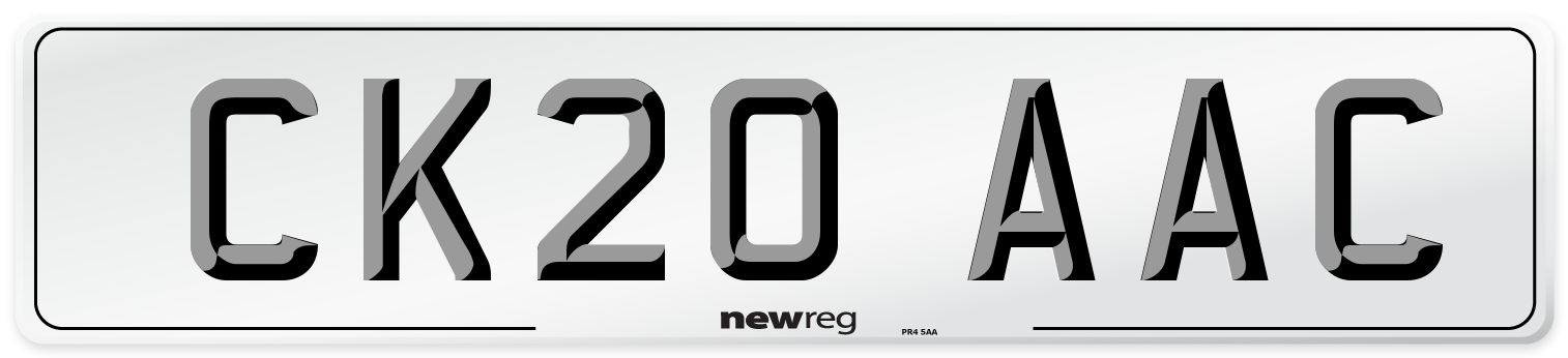 CK20 AAC Number Plate from New Reg